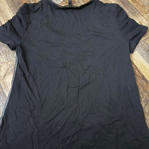 WHITE HOUSE BLACK MARKET Women's Grey Small Rhinestone T Shirt Black Blouse - Picture 2 of 3